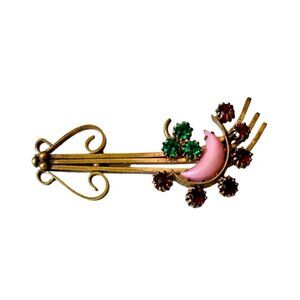 Antique Edwardian 1910 Haley's Comet & Moon Costume Brooch Pin - Estate Jewelry